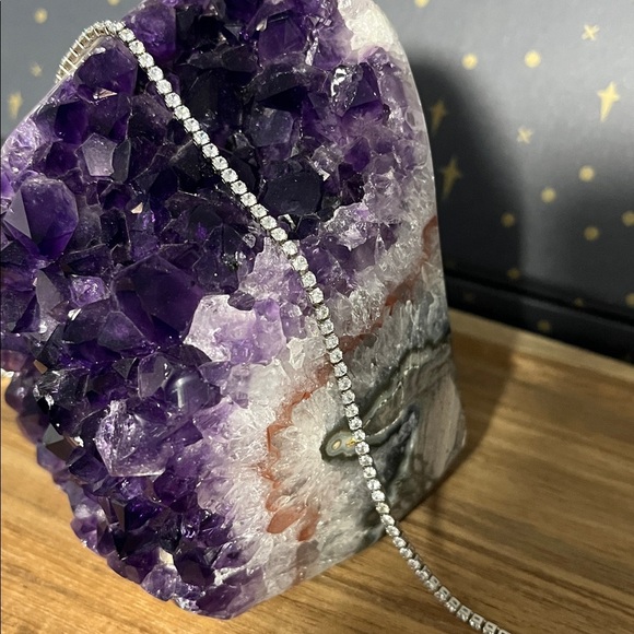 Silver plated CZ tennis necklace - Picture 3 of 3